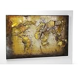  Locker Metallbild 3D Weltkarte NEU