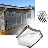 Cerramiento De Patio Y Lona Transparente Para Porche De Invierno: Kit Impermeable De Alta Resistencia Con Lonas De Plástico Transparente Con Ojales Y Bordes Reforzados Clear,2 * 2m