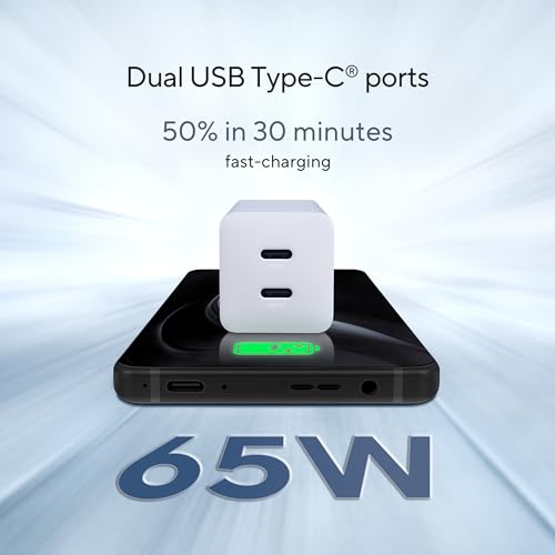 Image of ASUS 65W USB-C GaN Charger, Universal Fast Charging, Dual USB Type-C Ports with 1.5m 100W USB C to C Cable, Easy to Carry, Compatible with MacBook,Laptops,Mobile & Other Supported Devices,White