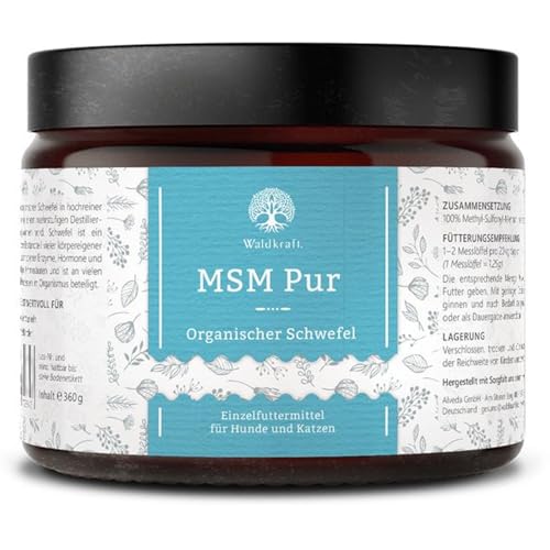 Waldkraft MSM PUR - organischer Schwefel in hochreiner Form für Hunde & Katzen (360 g im Braunglastiegel)