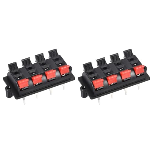 Rebower Connecteur de Bornier à Ressort à Poussée pour Haut-Parleur, 2 Rangées, 8 Positions, [pour Haut-Parleur, Lecteur Audio] - 1,5 mm/Rouge Noir / 2...