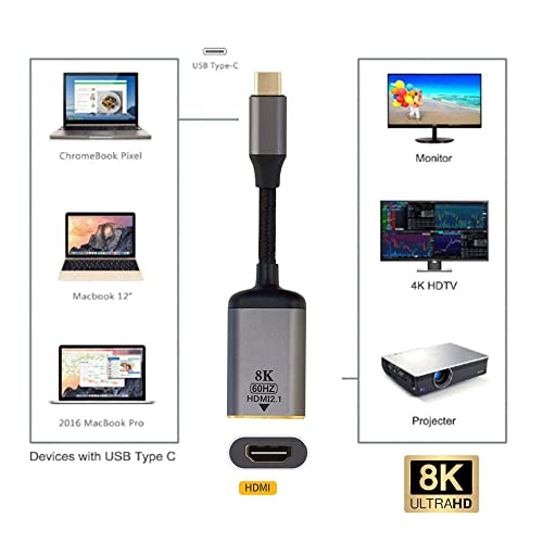 NFHK USB4 USB-C Type-C Source to Female HDMI 2.0 Cable Display 8K 60HZ UHD 4K HDMI Male Monitor, Black Cable - Image 4