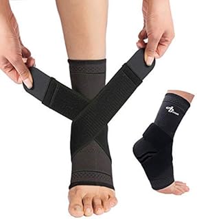 JUPITER Foot Sleeve (Pair) with Compression Wrap, Ankle Brace For Arch, Ankle Support, Football, Basketball, Volleyball, Running, For Sprained Foot, Tendonitis, Plantar Fasciitis…