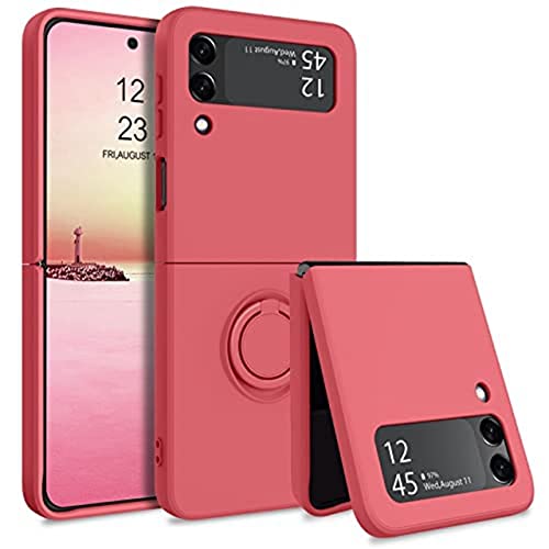 Coque Samsung Z Flip 4 antichoc en silicone liquide et anneau magnétique intégré