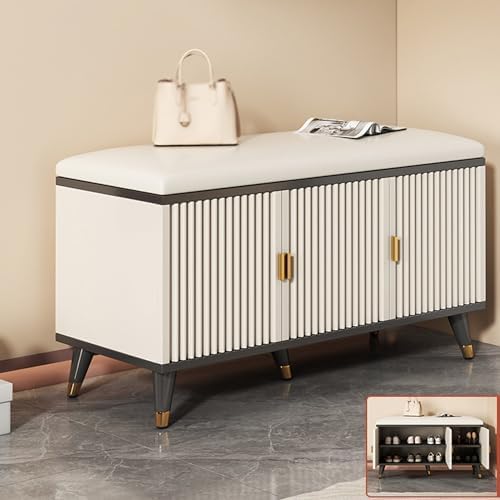 Étagère à chaussures avec porte meuble rangement bois entrée banquette assise