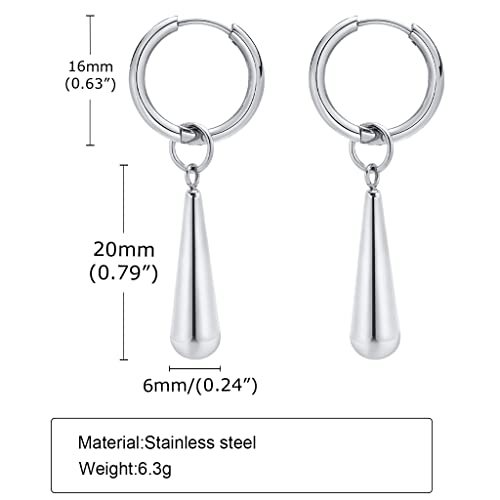 Stainless Steel Water Tear Drop Style Wedding Cocktail Party Statement Holiday Dangle Drop Earrings3