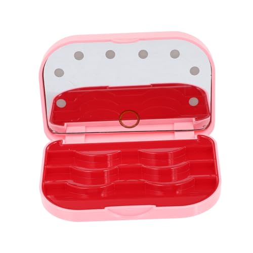 TOVINANNA まつげ収納ボックス ライト付きつけまつげホルダー 小さなコンパクト化粧鏡 まつげエクステンションオーガナイザー ミラーラッシュケース まつげオーガナイザー プラスチック ピンク