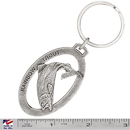 Rainbow Trout Keychain, Pewter, F003KC, 2”, 100% Handmade in the USA, Metal Keychain, Fish Keychain, Keys, Key Ring, Key Fob, Key, Key Chain, Fishing Gift, Over 200 Fish Designs Available.2