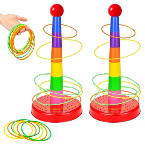 Ringwurfspiel Kinder mit 24 Wurfringen, faltbares Outdoor Spiel