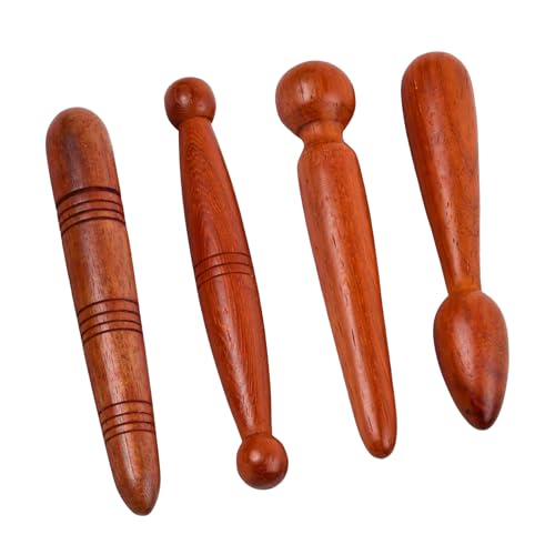 DGUSO 4 Stücke Massagestab Holz, Trigger Holz Massage-Werkzeug, Massagehölzer Massage-Werkzeugset, Fuß Holz Massagestab für professionelle Massage von Beinen, Schultern,Rücken und Akupunktur