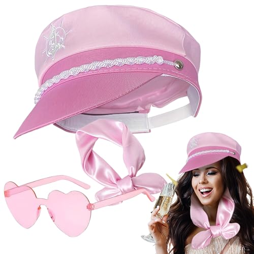 Sombrero de capitán de yate - Disfraz de marinero | Gorra de marinero | Juego de disfraz de capitán de yate | Accesorios para fotos de mar para adultos y mujeres, accesorios de cosplay con gafas de