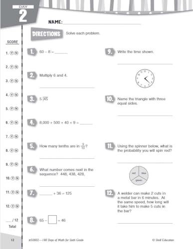 Shell Education SEP50802 180 Days: Mathematics For 6Th Grade Practice Workbook thumb #5