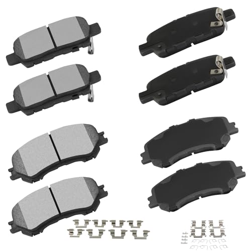 Image of cciyu D1415 D1737 Brake Pads w /Hardware Front Rear Disc Brake Pad Set | Fit For Nissan For Qashqai 2017-2022,For Rogue 2014-2017 2019-2020,For Rogue Sport 2017-2022