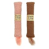 Jumpaws 2 Pack Natural Interactive Catnip & Silvervine Cat Kicker with Tail, Bite Resistant Chew Toy, Crinkle Kicker, Accessories for Indoor Cat, Sherpa Material