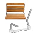 Dyna-Living 480lbs Load-Bearing Toilet Safety Rails for Elderly & 400lbs Load-Bearing Wall Mounted Folding Shower Seat Teak Wood