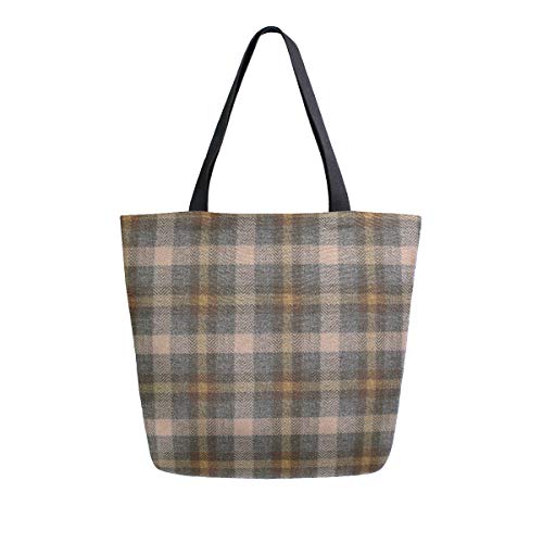 ALAZA Tartan Plaid Pattern Canvas Tote Bag Handbags for Groceries Books