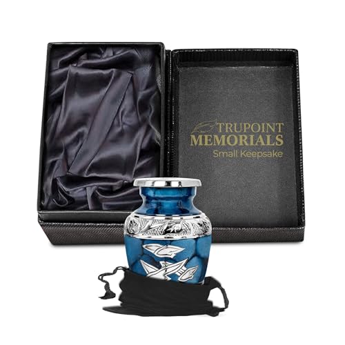 Image of Trupoint Memorials Cremation Urns for Human Ashes for Male or Female, Funeral Memorial Urns for Men & Women, Blue Birds, 1 Keepsake