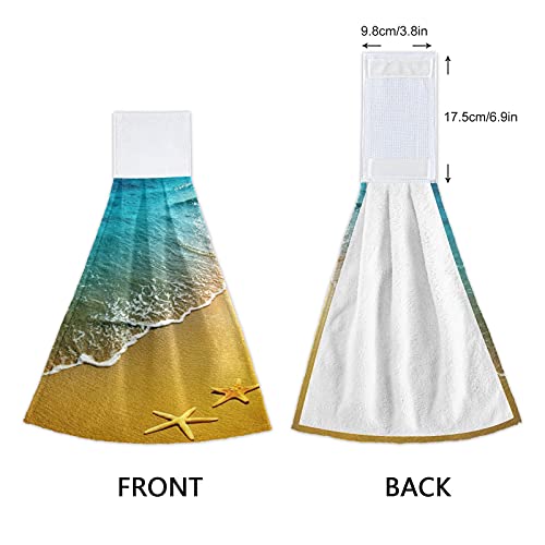 Susiyo Starfish On Sandy Beach Under Sunset Kitchen Towel Absorbent Hanging Hand Towel 2 Pcs Soft Coral Fleece Dish Towel Fast Drying Towel For Kitchen Bathroom Bar Home Decor thumb #3
