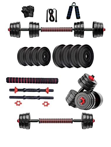 Image of Encanto Weight Plates Set With 3in1 Expandable-Convertor Rod, 2 Dumbbell Rods And With Accessories (40Kg(5Kg*4+2Kg*4+3Kg*4))