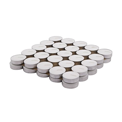 Amazon Brand – Solimo Wax Tealight Candles (Set of 50, Unscented)