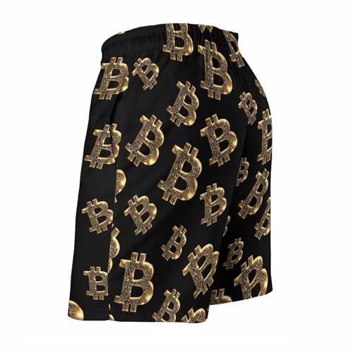 Bitcoin Symbol Glitter Mens Swim Trunks Quick Dry Beach Swimming Shorts with Mesh Lining and Pockets 5