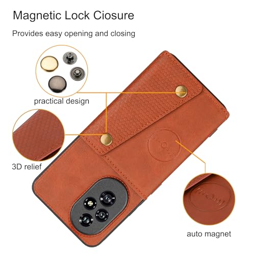 Image of for Honor 200 Pro 5G Case with Card Slots Kickstand Leather + TPU Phone Cover - Black
