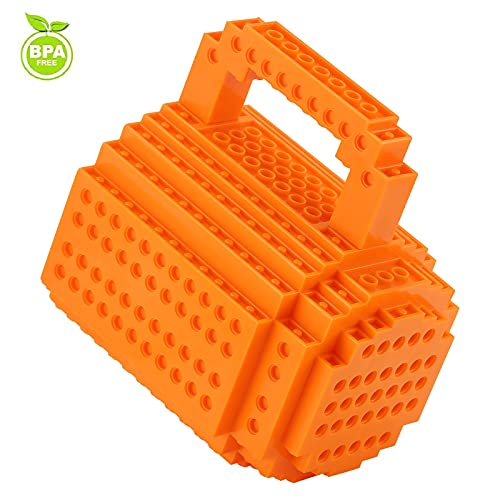 Deexito Build-On Brick Coffee Mugs,Creative Diy Cup With Building Blocks Randomly,Novelty Gifts For Kids Adults Birthday Xmas,Orange #TOP1