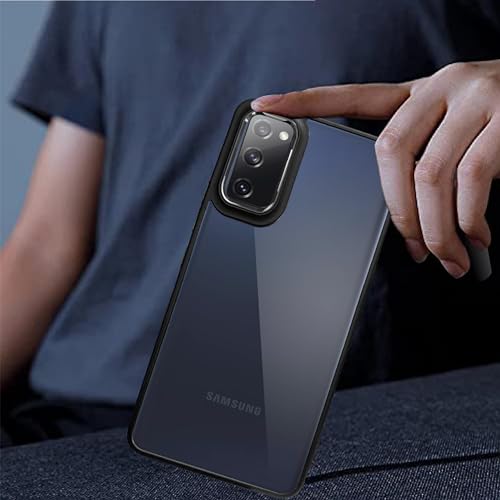 Image of A rtistque Ultra Hybrid Clear Back Cover Case for Samsung Galaxy S20 FE | Drop Protection | Transparent | Smooth TPU Sides - Black