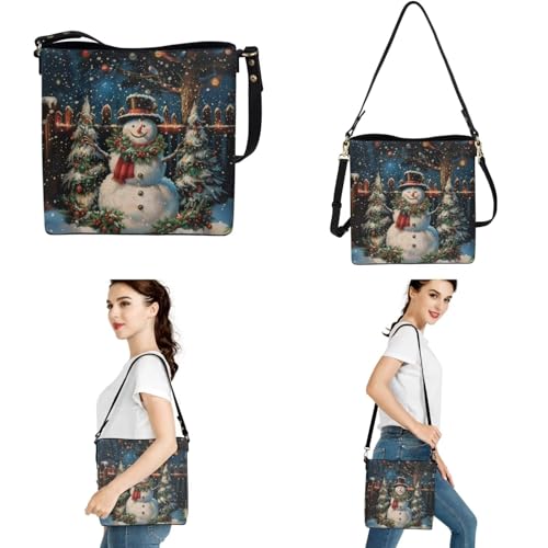 Image of HUGS IDEA Leather Purses and Handbag for Women Bucket Bag with Wrist Wallet 2 Packs