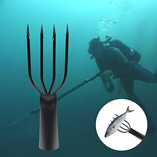image for EWUHRY Fish Spear Frog Spear Gig, Barbed Stainless Steel 4 Prong Tine 