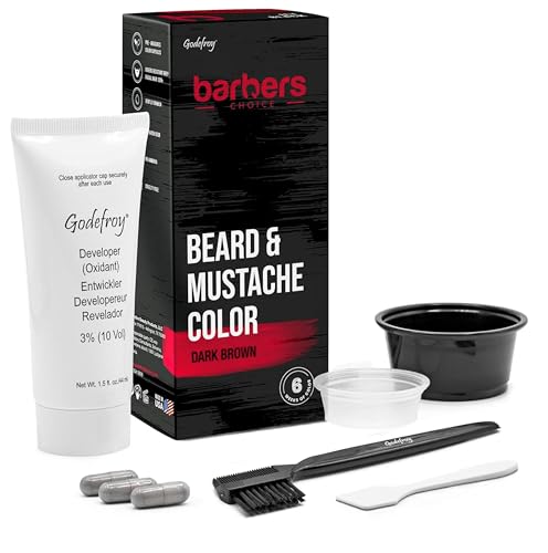 Godefroy Barbers Choice 3 Application Beard and Mustache Dye For Men, 6 weeks of Cover For Gray Facial Hair, Dark Brown