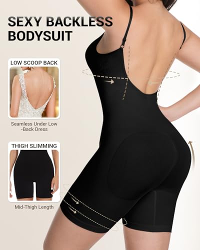 Backless Shapewear for Women Tummy Control Bodysuit Low Back Body Shaper3