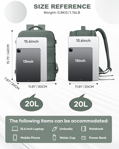Image of coowoz Travel Backpack Carry On for Women Man Gym Backpack with Laptop Compartment Mochila de Viaje Teacher Personal Item Backpacks Rucksack Airplane Accessories Must Haves Olive Green Small