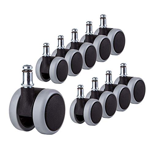 (Para 2 sillas) Ruedas de goma Ruedas para sillas de oficina de 50 mm Para ruedas giratorias dobles de repuesto Vástagos universales (10)