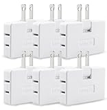 6 Pack AC Flat Wall Outlet Extender Flat Plug Adapter Outlet, Fold-Able 3 Way Wall Adapter Mani Plug for Home and Travel (White)