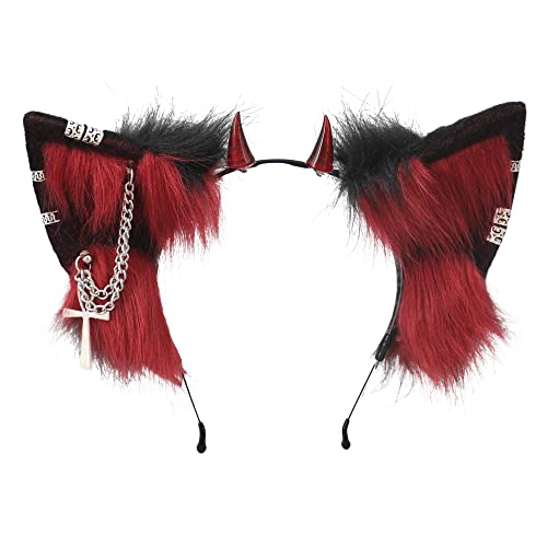 Image of VIGVAN Handmade Wolf Fox Ears Animal Cosplay Cute Head Accessories for Halloween