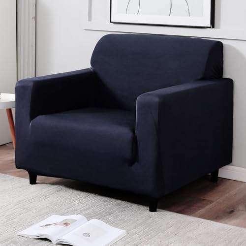 Image of HOKIPO Elastic 1 Seater Sofa Cover Stretchable Slipcover, Space Blue (NEW2-AR-4277-E6)