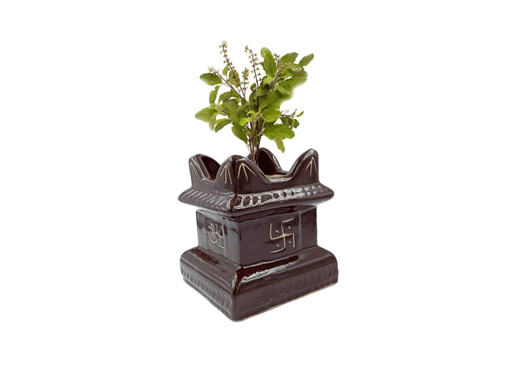 LOOKS FIRST Ceramic Tulsi Pot for Home Office Decor Temple Decor Dark Black (5 inch) (Chocolaty Dark) (B09HR12ZTM) Amazon Price History, Amazon Price Tracker