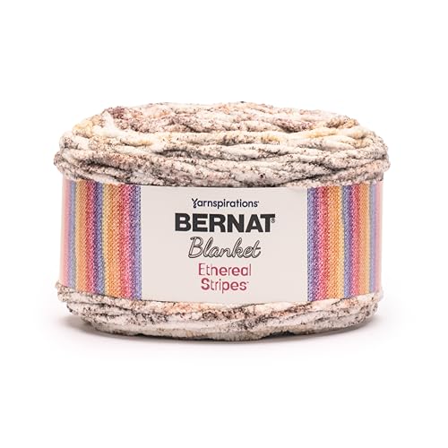 Image of Bernat Blanket Ethereal Stripes Driftwood Yarn - 2 Pack of 300g /10.5oz - 100% Polyester - #6 Super Bulky - 220 Yards - Knitting /Crochet