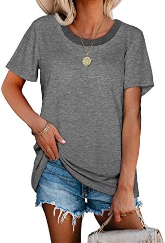 Tshirts for Women Crewneck Summer Shirts Short Sleeve Tops Loose Fit 2XL