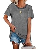 Tshirts for Women Crewneck Summer Shirts Short Sleeve Tops Loose Fit 2XL