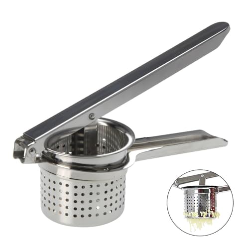 Envenzo Stainless Steel Potato Masher & Ricer – Durable Vegetable & Fruit Press, Baby Food Maker, Dishwasher Safe – Trusted by Chefs, 25cm x 10cm