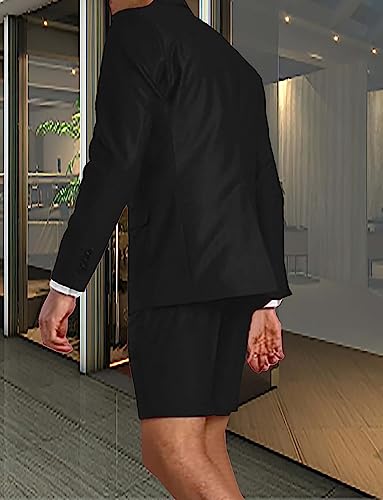 Men's 2 Pieces Slim Fit Suit Double Breasted Blazer Short Suits for Men3
