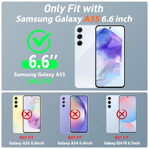 Pilaru Compatible with Samsung Galaxy A55 5G Case with Card Holder Dual Layer Heavy Duty Protective Shockproof Hidden Card Slot Slim Wallet Phone Cover for Women&Men for A55 Phone Case (Blue) - image 2