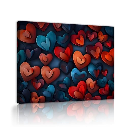 Toile art mural coeur abstrait Deertweet Home 50x70cm avec cadre