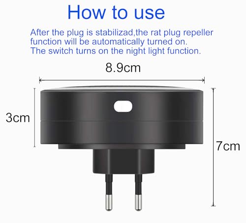 Maus Vertreiber Ultraschall + Elektromagnetische Mäuseabwehr Indoor Elektronischer Plug-in Rattenabwehr gegen Mäuse mit Nachtlicht ohne Chemie und Mäusefalle Sicher für Menschen und Haustiere