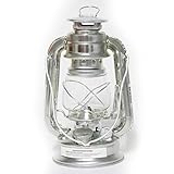 Rayo Race Kerosene Outdoor Lantern - 7.5 Inch Hurricane Lamp for Camping or Home Patio Use, Silver Painted