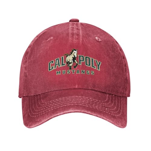 Cal Poly Mustangs Hat Adjustable Baseball Cap Unisex Casual Sports Hat Red