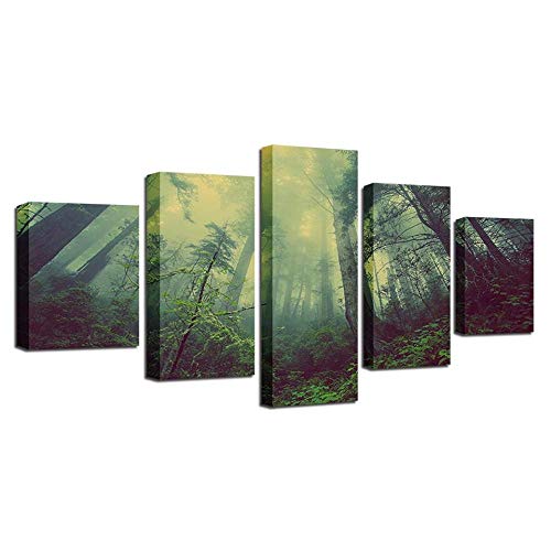 Impression sur toile tall and tall trees 5 pieces sans cadre moderne