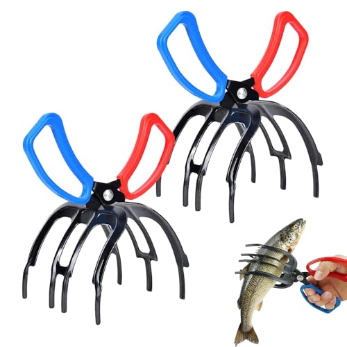 Hpemboz Fish Claw Gripper, Fishing Pliers Gripper, Claw Fish Gripper, Metal Fish Control Clamp Tong Tackle Tool, Multi-Functional Lightweight Non-Slip Fish Claw Gripper (2 Pack)